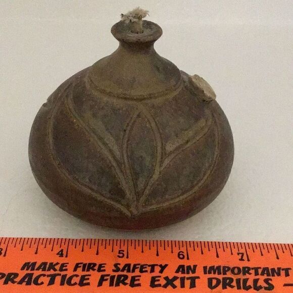 Vintage clay oil lamp by BJERGARD DANMARK - Picture 2 of 5